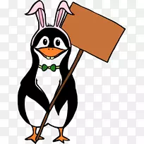 企鹅复活节兔子图形幽默兔子企鹅