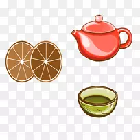 茶壶茶杯图形.彩色草图