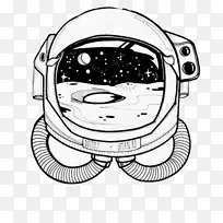 绘制宇航员贴纸插图艺术-莫妮卡标志
