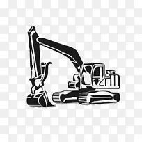 挖掘机图形反铲插画重型机械挖掘机