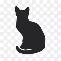 胡须黑猫剪影形象-猫