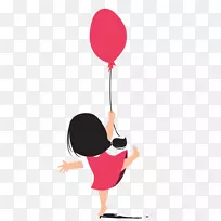 插画剪贴画产品设计粉红m气球-艾娃徽章