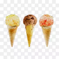 冰淇淋圆锥形冰淇淋-美味华夫饼