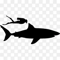 鲨鱼剪贴画动物剪影海洋