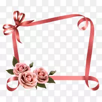 图粉红色彩带玫瑰礼品丝带
