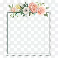 花卉设计边框花卉形象婚礼邀请函-鲜花