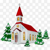 剪贴画圣诞树屋和家