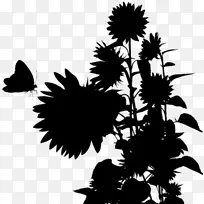 开花植物剪影字体叶
