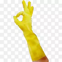 手指黄色手套安全