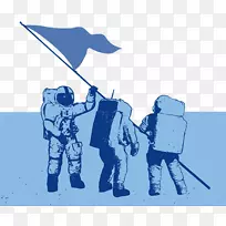 领导插图团队职业战略-航天旗帜