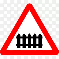 铁路运输水平横过交通标志摄影.栏杆图标