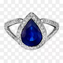 蓝宝石订婚戒指纯银925钻石