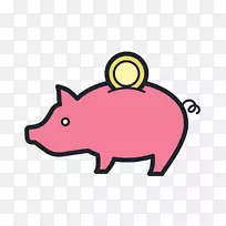 猪比特币剪辑艺术欧洲密码货币-货币盒图标