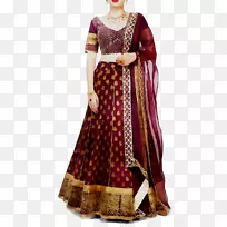 Gagra choli lehenga栗色连衣裙