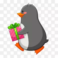 企鹅插图剪贴画图片圣诞老人-企鹅