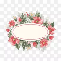 水彩画：花卉水彩画图形图像-花框