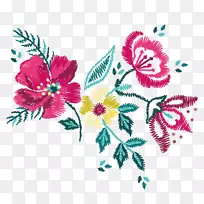 刺绣花卉设计花卉png图片纺织装饰