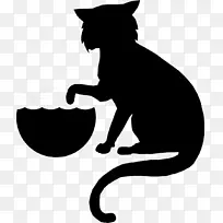 胡须家庭短发猫黑白剪贴画