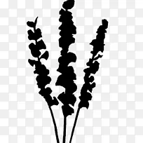 黑白剪贴画剪叶植物茎