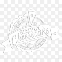 徽标黑白素描字体线艺术费城奶酪蛋糕标志