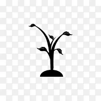 嫩枝黑白剪贴画植物茎叶