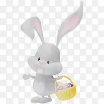 复活节兔子家庭兔子复活节篮子