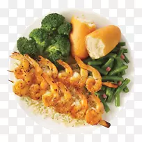 芝士牛尾串虾和对虾作为食物船长d‘s餐厅-烧烤虾