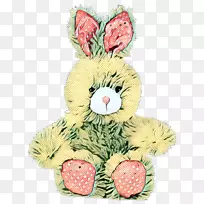 复活节兔子毛绒玩具和可爱的玩具水果