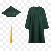 绿色校服正方形学术帽毕业典礼-高中毕业礼服