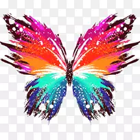 蝴蝶绘画桌面壁纸抽象艺术画布彩色蝴蝶徽标PNG组织