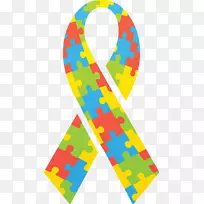 自闭症谱系障碍世界自闭症意识日图形拼图-自闭症丝带png谱
