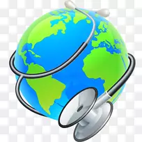 图形地球世界插图听诊器-世界健康日