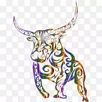 纹身剪贴画艺术公牛得克萨斯州长角图形-公牛绘图PNG透明