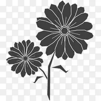 花瓣花型黑白-米叶