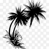 剪贴画棕榈树贴纸图片沙滩剪贴画黑白相间夕阳