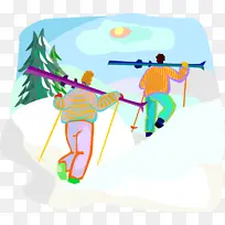 卡通 滑雪 文字