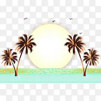 棕榈树 海滩 绘画