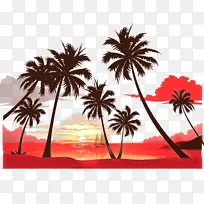 棕榈树 日落 椰子
