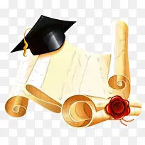 毕业典礼 方形学术帽 文凭