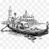 威尼斯 平底船 素描