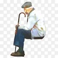 男人 老年 坐着
