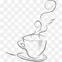 咖啡 线条艺术 咖啡杯