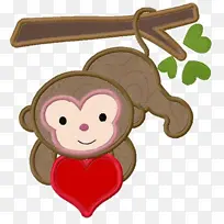 刺绣 猴子 爱
