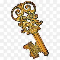 骷髅钥匙 锁和钥匙 古董