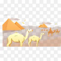 卡通 单峰骆驼 沙漠