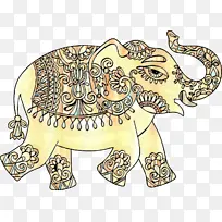 波普艺术 复古 印度大象