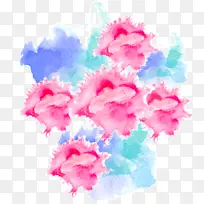 粉色 水彩画 花卉
