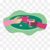 绿色 粉色 茶杯