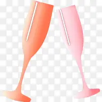 卡通 粉色 香槟酒杯