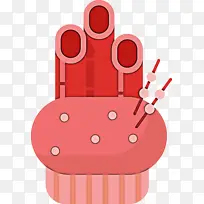 粉色卡通蛋糕手手指拇指